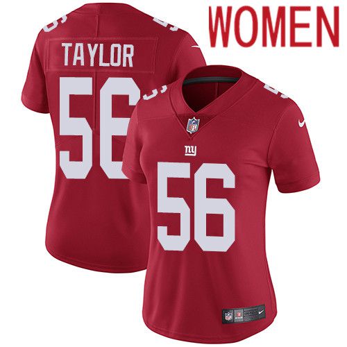 Women New York Giants #56 Lawrence Taylor Nike Red Vapor Limited NFL Jersey